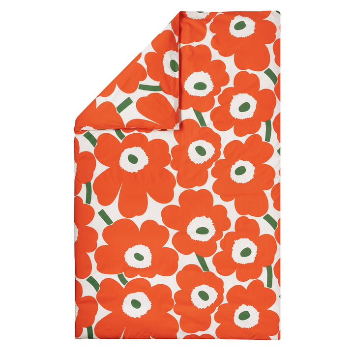 Unikko Comforter cover, 150 x 210 cm, offwhite / orange / green by Marimekko