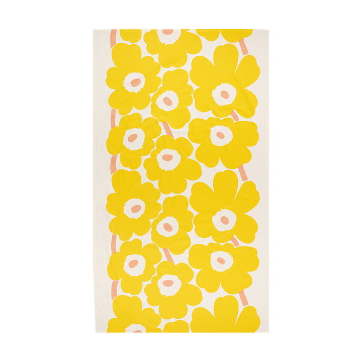 Unikko Tablecloth 140 x 250 cm, cotton / yellow / pink by Marimekko