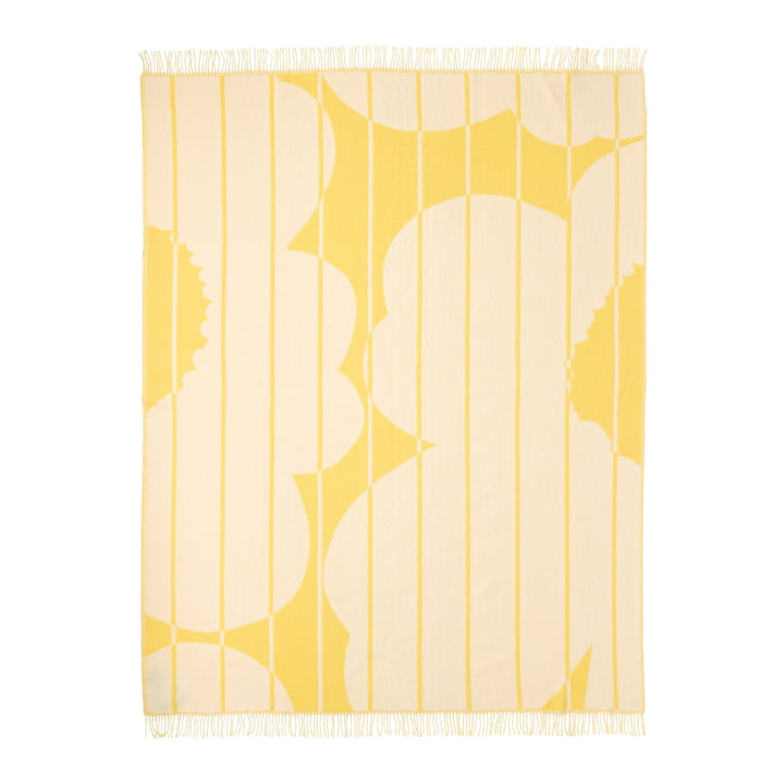 Vesi Unikko Wool blanket, 140 x 180 cm, spring yellow / ecru by Marimekko