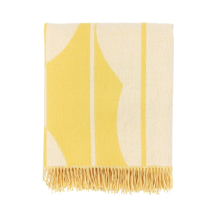 Vesi Unikko Wool blanket, 140 x 180 cm, spring yellow / ecru by Marimekko