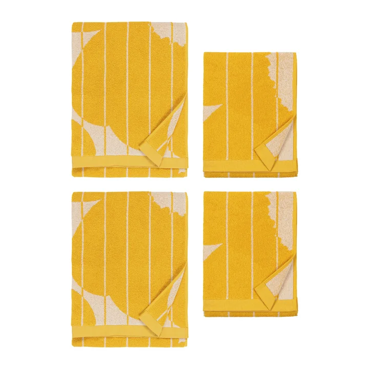 Vesi Unikko Towel, 50 x 70 cm & 70 x 150 cm, spring yellow / ecru (set of 4) from Marimekko