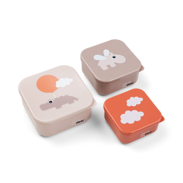 Done by Deer - Snack box, Happy Clouds, pink (set of 3)