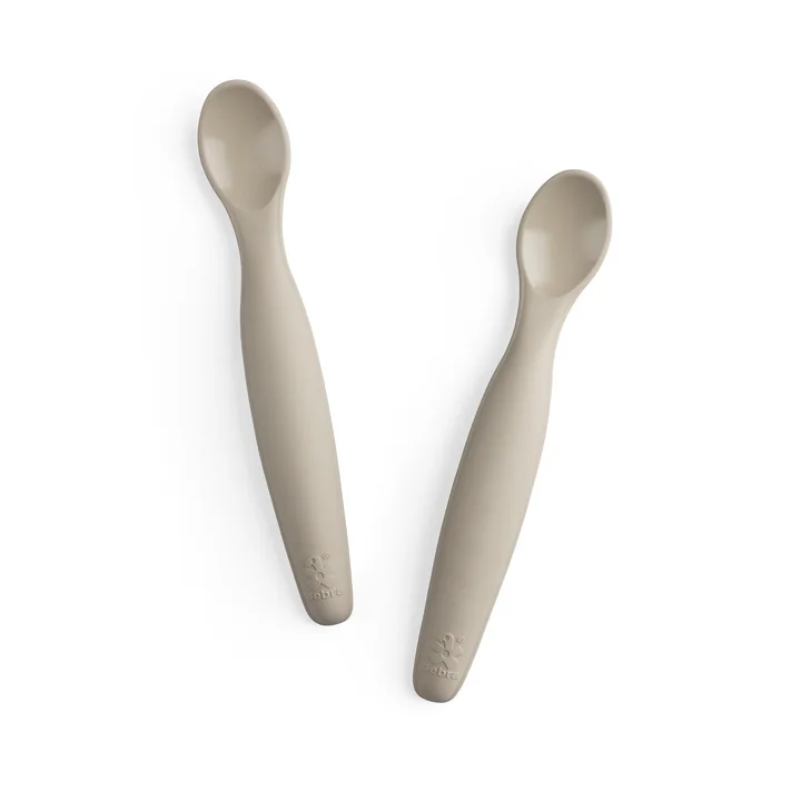 Sebra - Silicone spoon, jetty beige (set of 2)