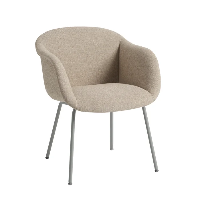 Muuto - Fiber Soft Armchair, gray / beige (fabric Kvadrat Ecriture 240)