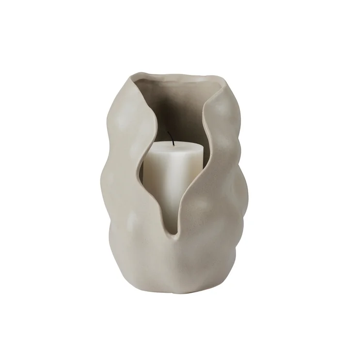 Broste Copenhagen - Hekla Candle holder, Ø 18.6 x H24 cm, dove gray