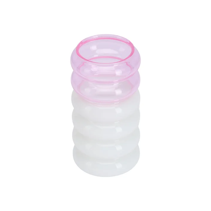 Bubble - 2 in 1 vase & Candle holder, h 13.5 cm, pink / milky white by Design Letters