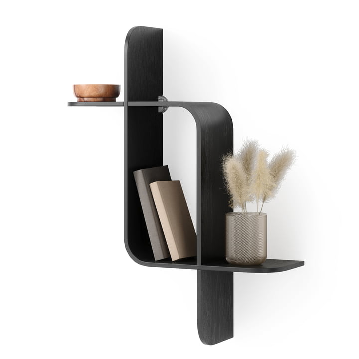 Montage Floating shelf, rubberwood black from Umbra