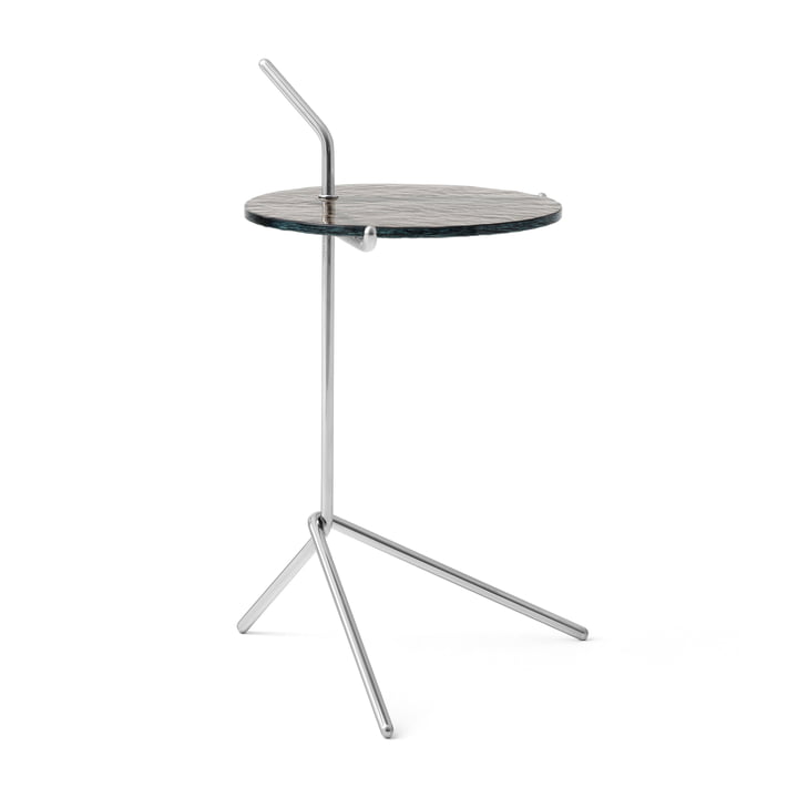 Halten Side Table SH9, smoked glass / polished stainless steel from & Tradition
