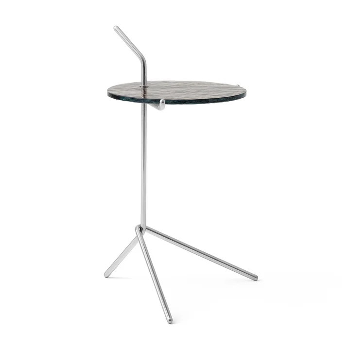 Halten Side Table SH9, smoked glass / polished stainless steel from & Tradition