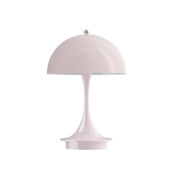 Panthella 160 Portable rechargeable LED table lamp, pale rose opal (acrylic) by Louis Poulsen