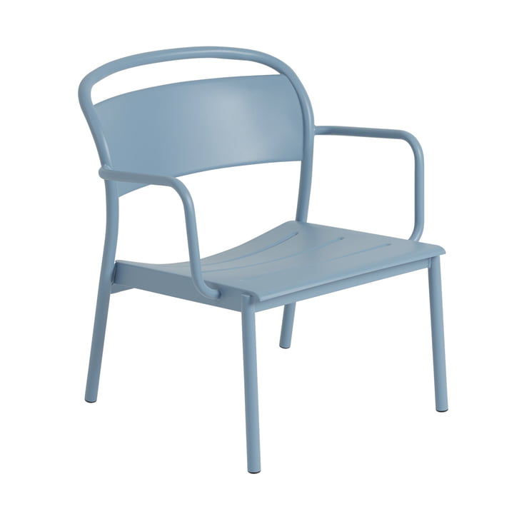 Linear Steel Lounge Armchair light blue NCS 4020-B from Muuto