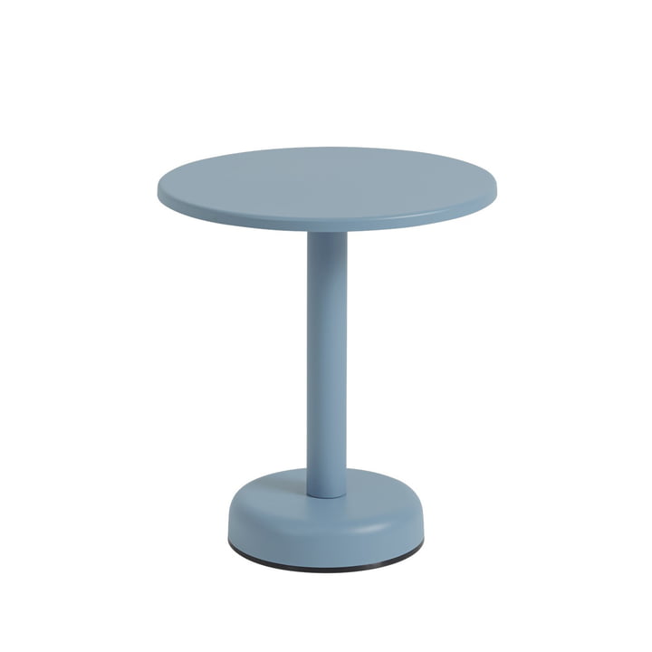 Linear Steel Outdoor Coffee table, Ø 42 x H 47 cm, light blue NCS 4020-B from Muuto