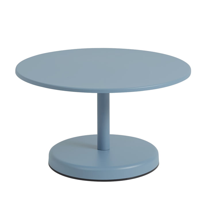 Linear Steel Outdoor Coffee table, Ø 70 x H 40 cm, light blue NCS 4020-B from Muuto