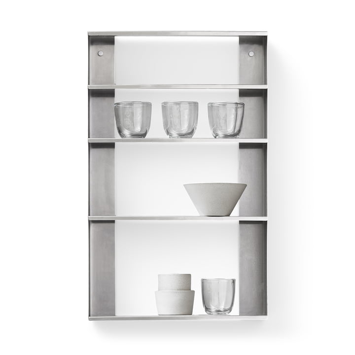 Pinho glass, clear / Taper wall shelf, stainless steel by Form & Refine