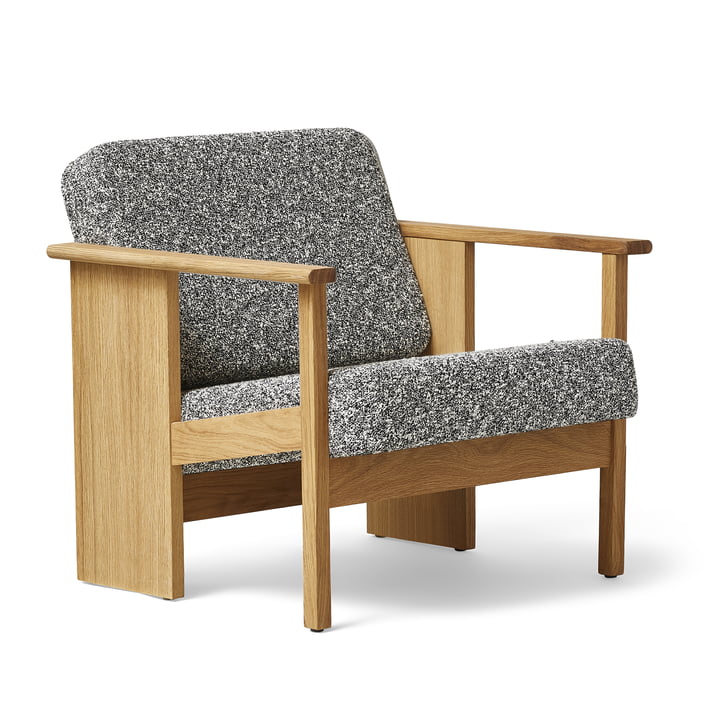 Block Lounge chair, white oiled oak / black and white 0004 (Zero) by Form & Refine