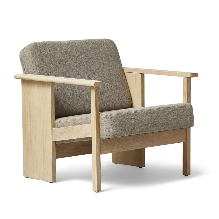Block Lounge chair, white oiled oak / brown 227 (Hallingdal 65) from Form & Refine