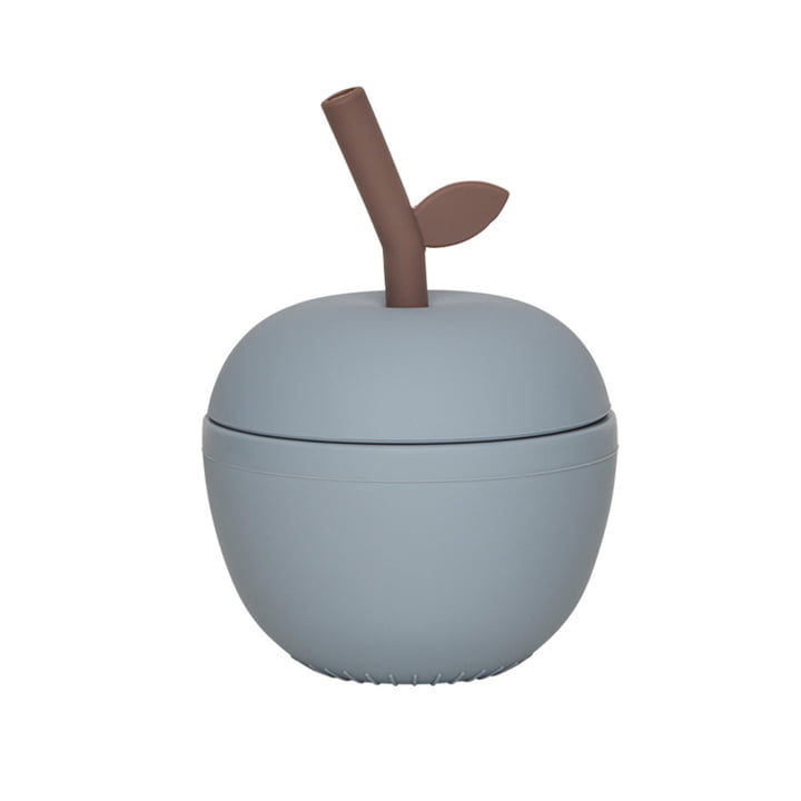 Apple cup with straw, dusty blue from OYOY Mini