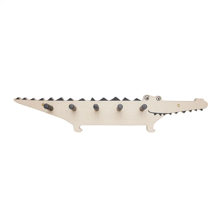 Crocodile Wall coat rack, natural birch from OYOY Mini