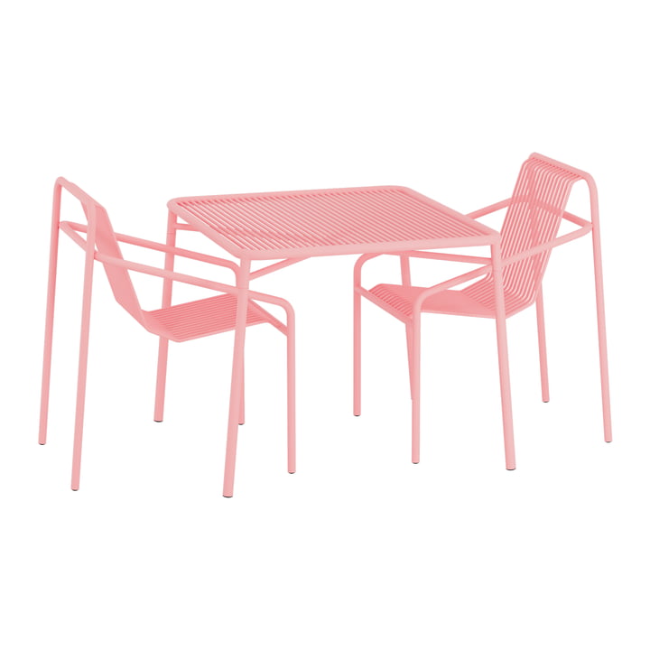 Ivy Garden set (garden table 90 x 90 cm & 2 x garden chairs), pale pink by OUT Objekte unserer Tage