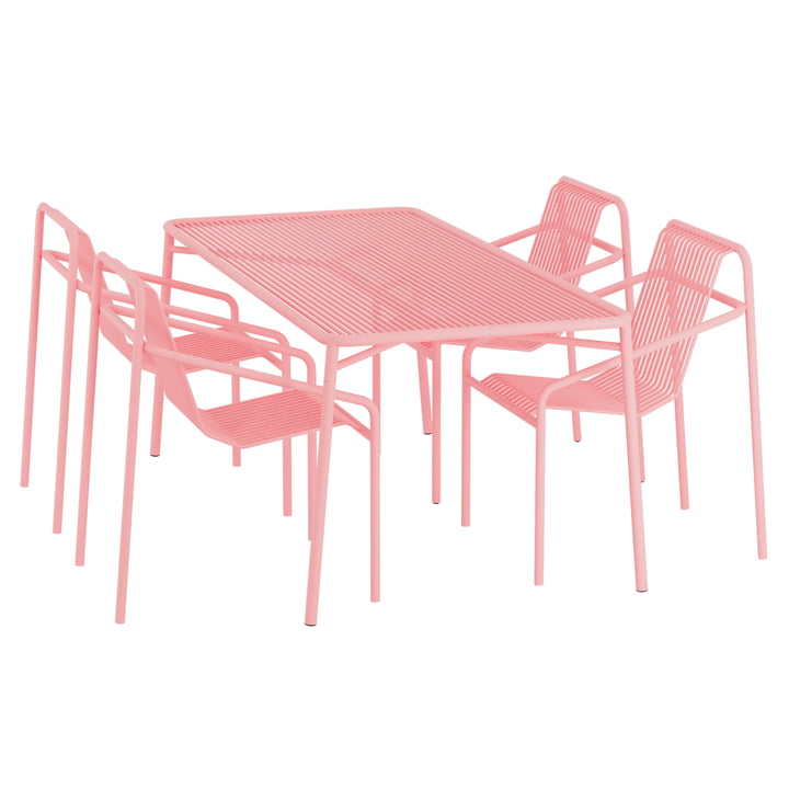 Ivy Garden set (garden table 170 x 90 cm & 4 x garden chairs), pale pink by OUT Objekte unserer Tage