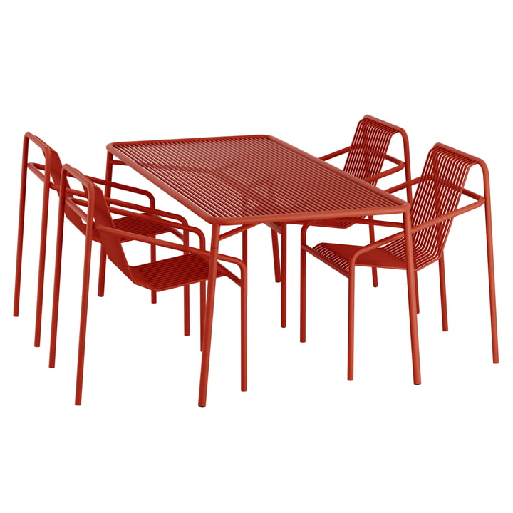 Ivy Garden set (garden table 170 x 90 cm & 4 x garden chairs), sienna red from OUT Objekte unserer Tage