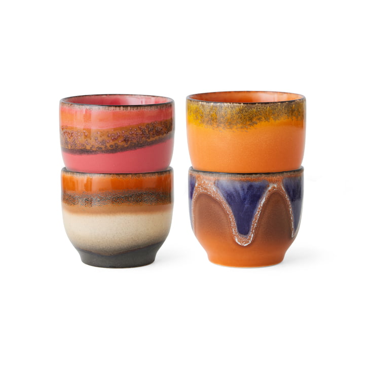 Hkliving - 70's Coffee mug, java (set of 4)