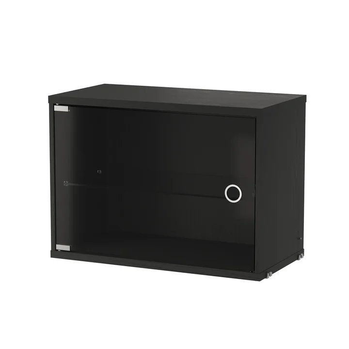 String - Display cabinet with swinging glass door, W 58 x D 30 cm, black stained ash