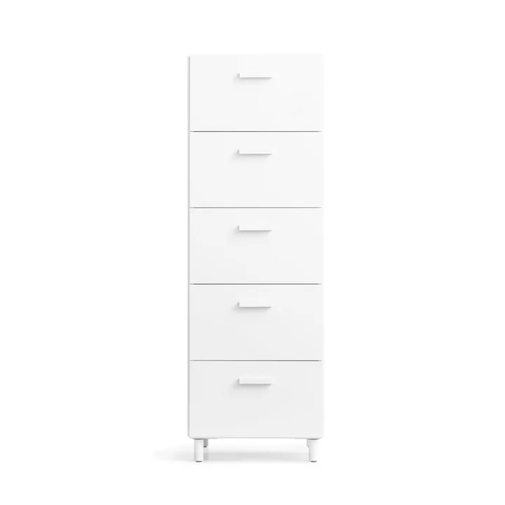 String - Relief Chest of drawers with legs, high, 41 x 41 x 115 cm, white