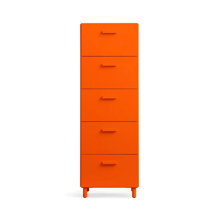 String - Relief Chest of drawers with legs, high, 41 x 41 x 115 cm, orange