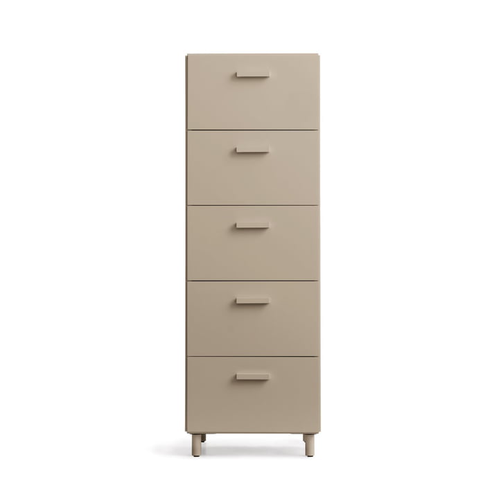 String - Relief Chest of drawers with legs, high, 41 x 41 x 115 cm, beige