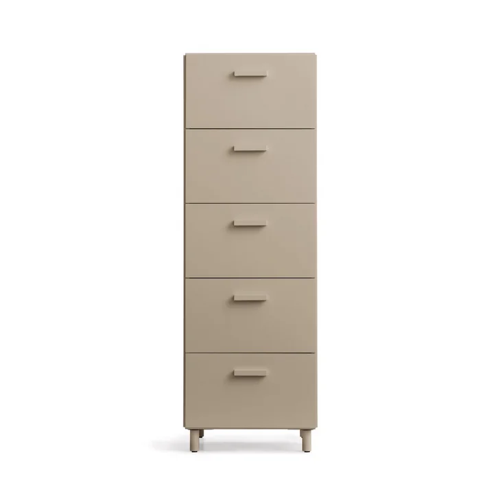 String - Relief Chest of drawers with legs, high, 41 x 41 x 115 cm, beige