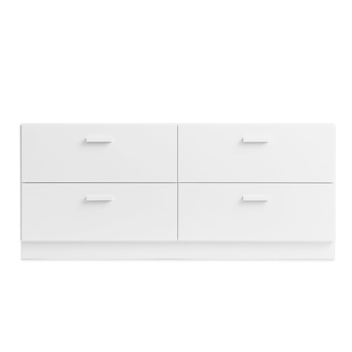 String - Relief Chest of drawers with plinth, low, 123 x 41 x 46.6 cm, white