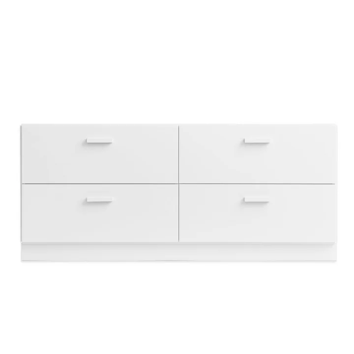String - Relief Chest of drawers with plinth, low, 123 x 41 x 46.6 cm, white