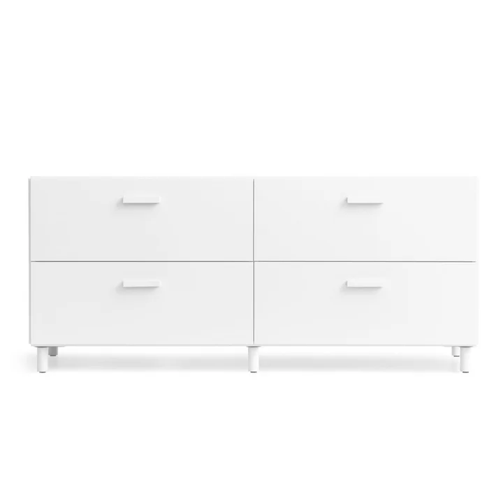String - Relief Chest of drawers with legs, low, 123 x 41 x 46.6 cm, white