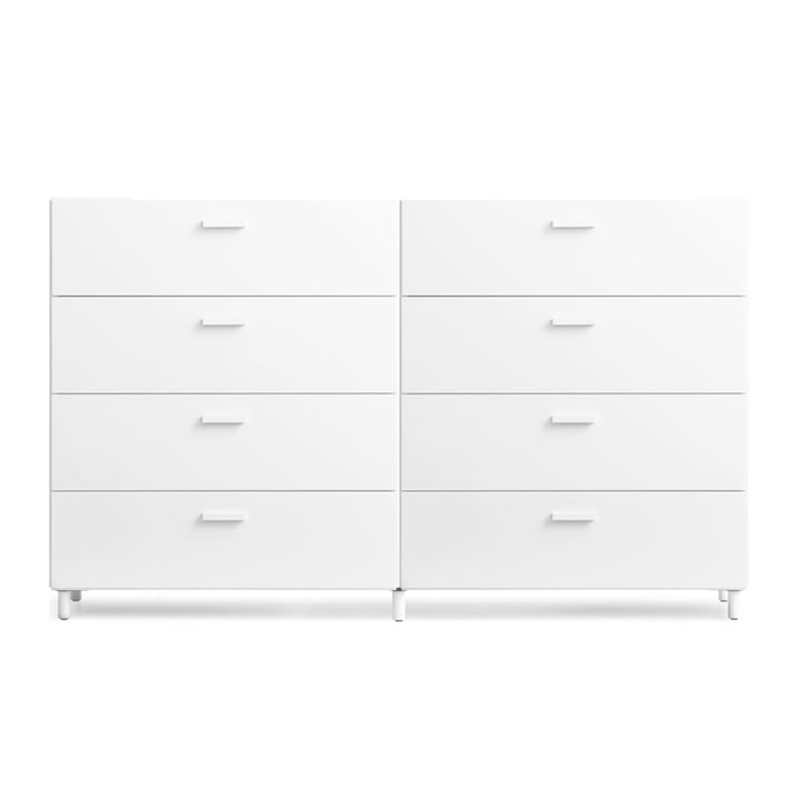 String - Relief Chest of drawers with legs, wide, 2 x 82 x 41 x 92.2 cm, white