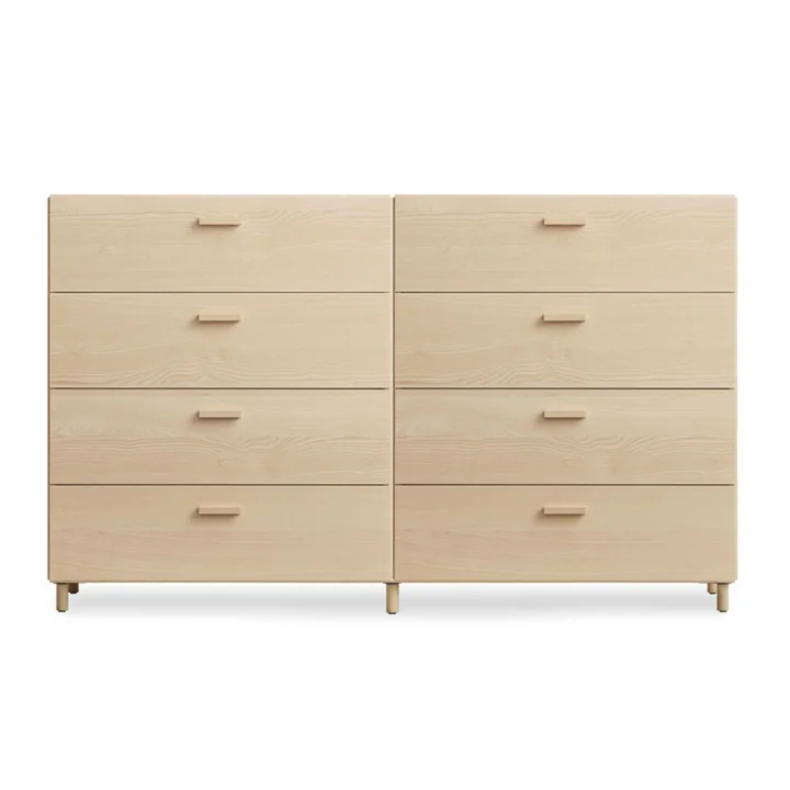 String - Relief Chest of drawers with legs, wide, 2 x 82 x 41 x 92.2 cm, ash