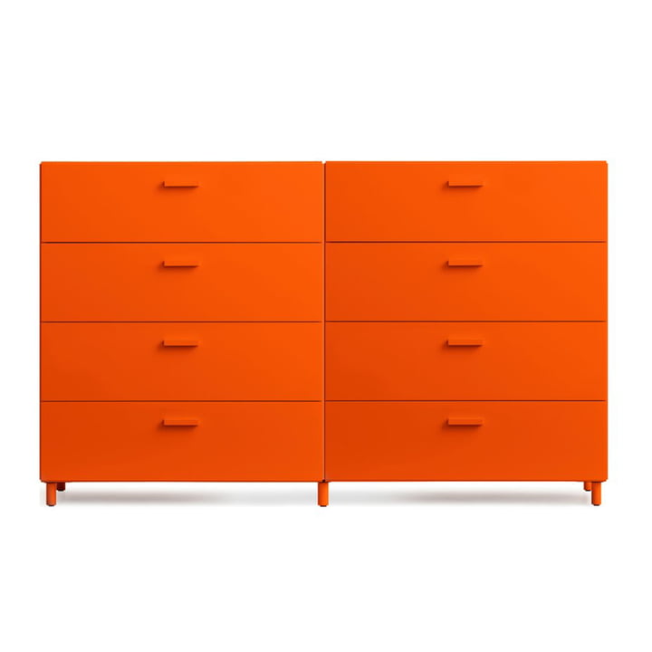 String - Relief Chest of drawers with legs, wide, 2 x 82 x 41 x 92.2 cm, orange