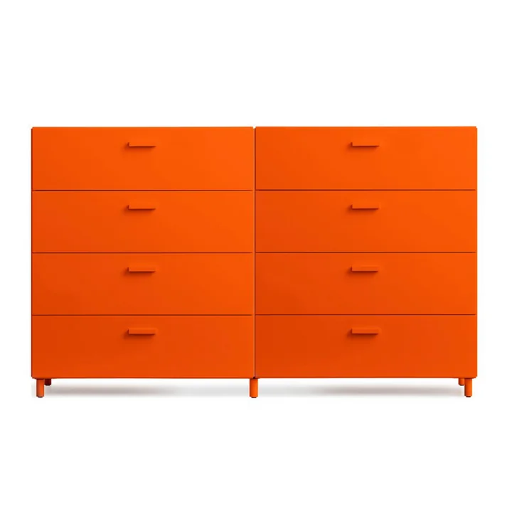 String - Relief Chest of drawers with legs, wide, 2 x 82 x 41 x 92.2 cm, orange