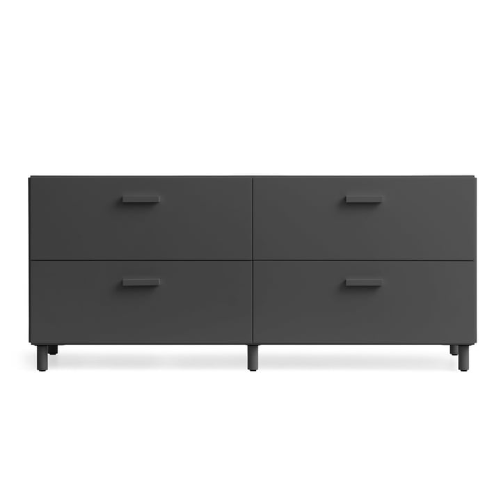 String - Relief Chest of drawers with legs, low, 123 x 41 x 46.6 cm, gray