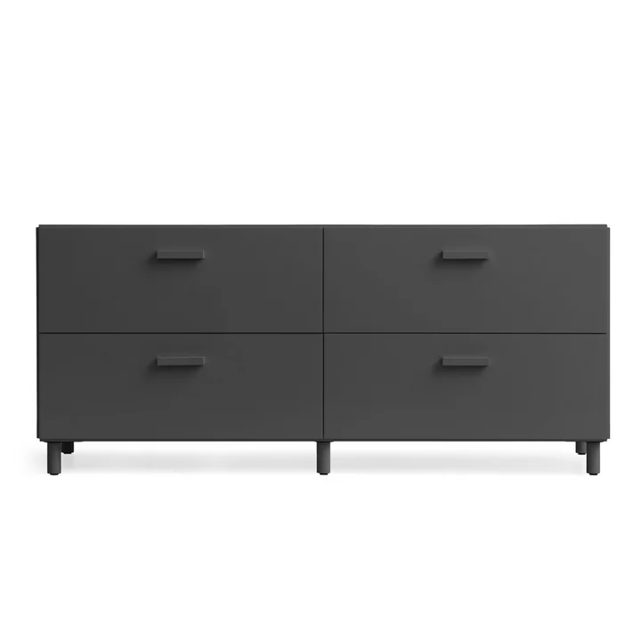 String - Relief Chest of drawers with legs, low, 123 x 41 x 46.6 cm, gray