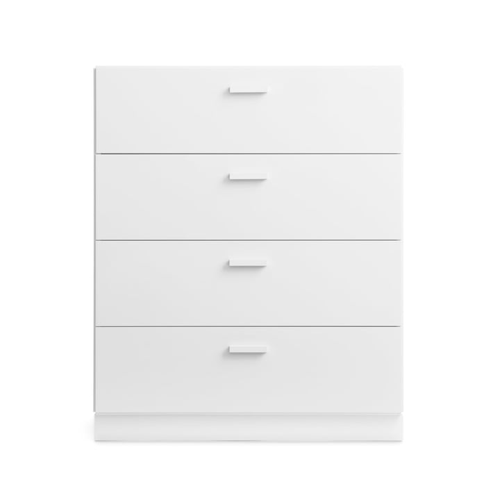String - Relief Chest of drawers with plinth, wide, 82 x 41 x 92.2 cm, white