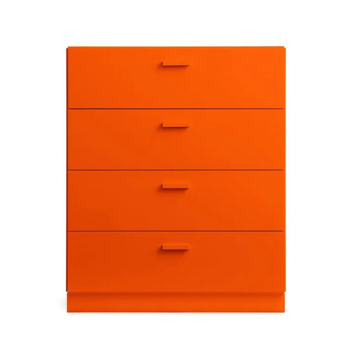 String - Relief Chest of drawers with plinth, wide, 82 x 41 x 92.2 cm, orange