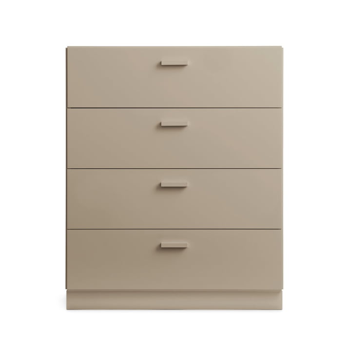 String - Relief Chest of drawers with plinth, wide, 82 x 41 x 92.2 cm, beige