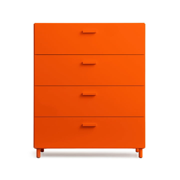 String - Relief Chest of drawers with legs, wide, 82 x 41 x 92.2 cm, orange