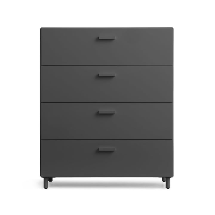 String - Relief Chest of drawers with legs, wide, 82 x 41 x 92.2 cm, gray