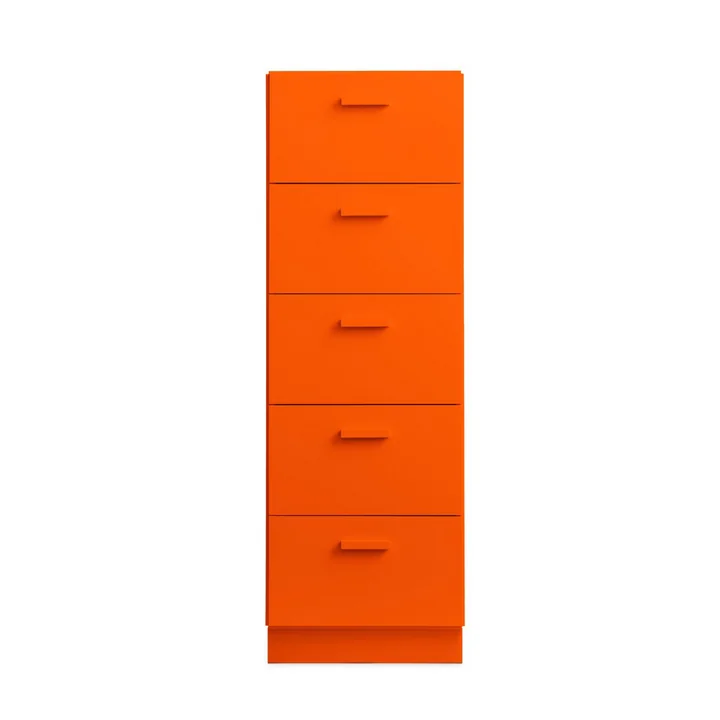 String - Relief Chest of drawers with plinth, high, 41 x 41 x 115 cm, orange
