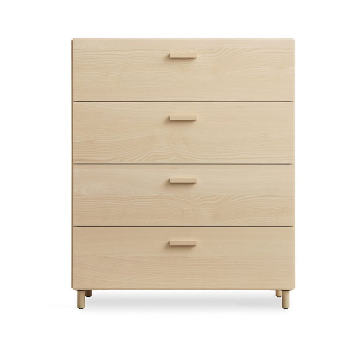 String - Relief Chest of drawers with legs, wide, 82 x 41 x 92.2 cm, ash