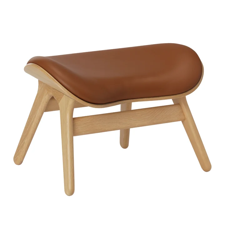 Umage - A Conversation Piece Ottoman, oak / leather look cognac