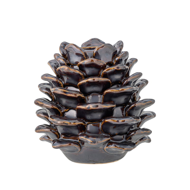 Bloomingville - Pine candle holder, H10 cm, brown