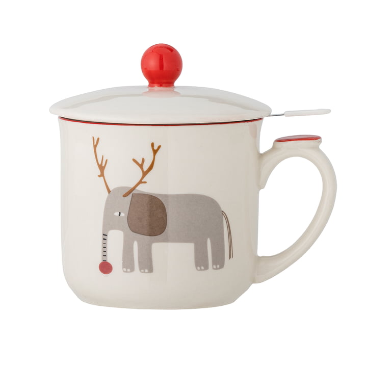 Bloomingville - Valentin Mug with lid and strainer, Elephant